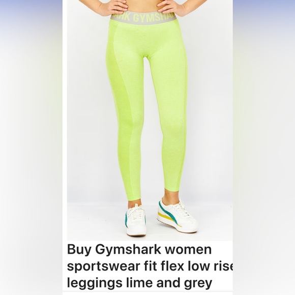 Gymshark Flex low rise leggings lime/grey NWT size M - Picture 4 of 16